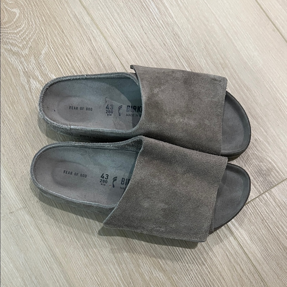 Fear of God Light Gray Suede Slides